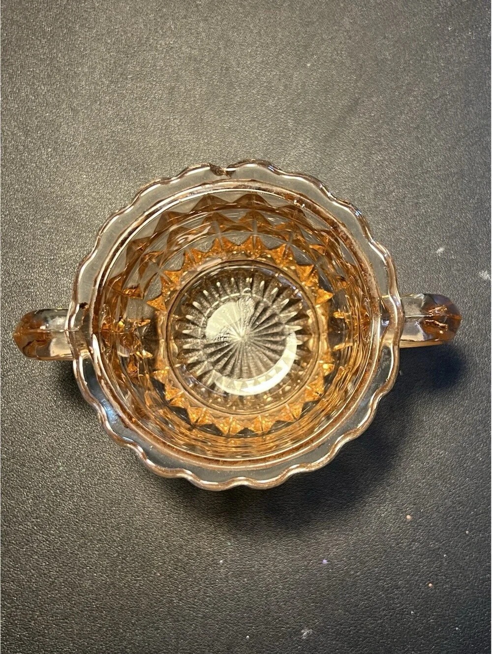 Jeannette Glass 1940s Cream Sugar Set Windsor Diamond Pink Depression Glass